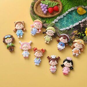 TEN Cute Colorful Cartoon Kids Resin Charm refrigerator magnet Set